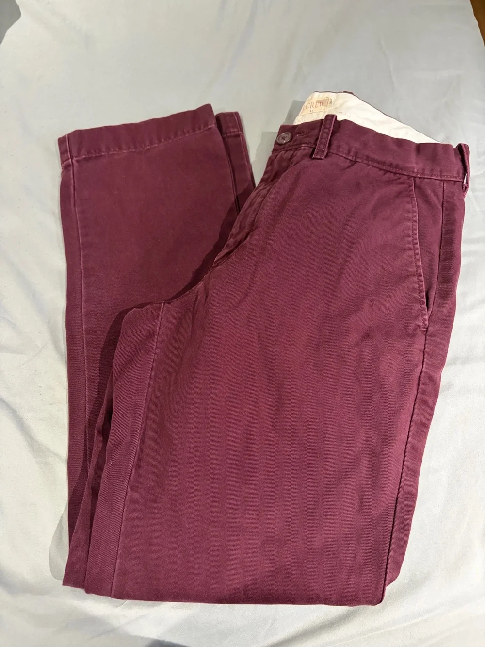 J. Crew Men's Chino Pants in Deep Burgundy